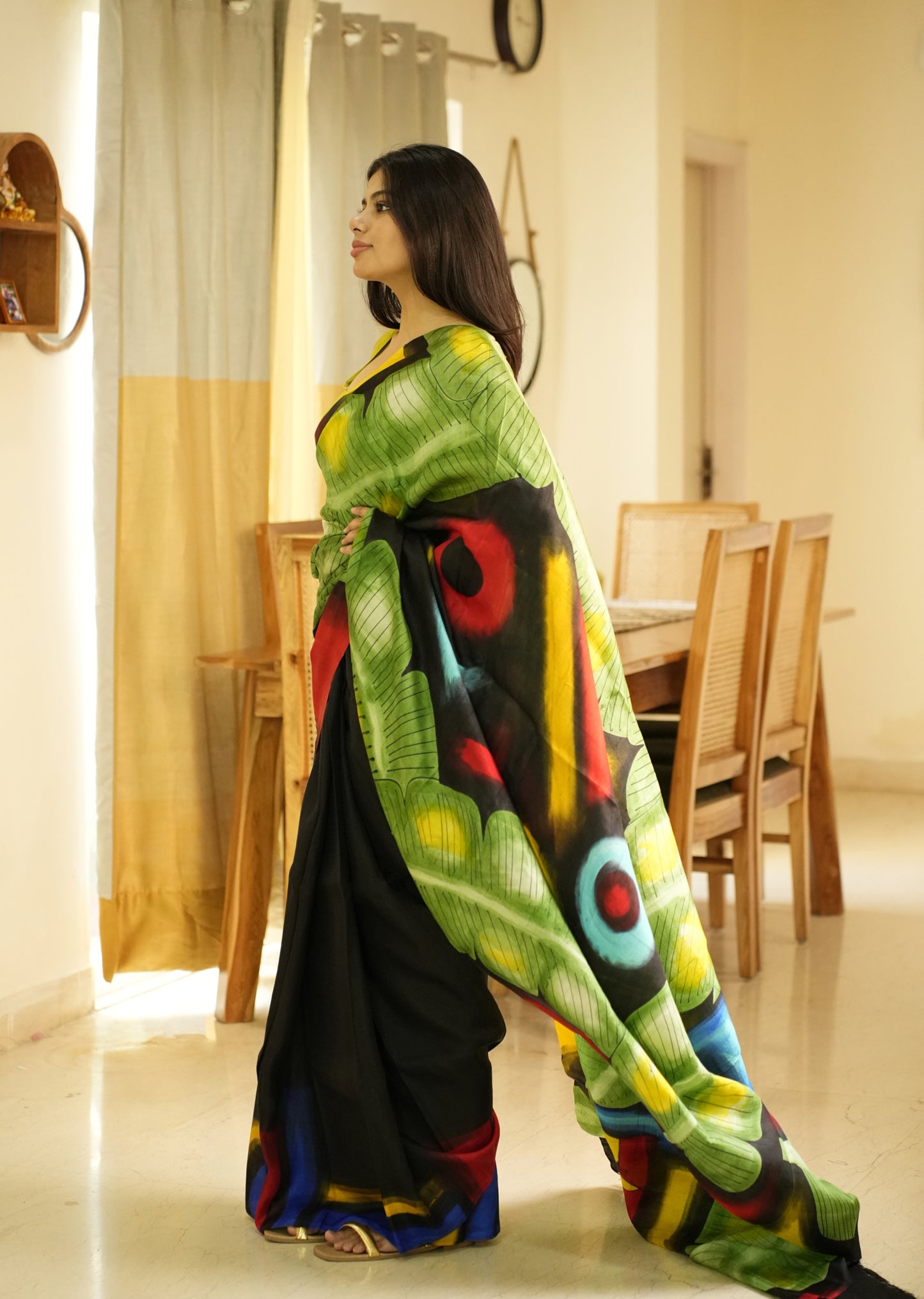 Prakriti – Nature-Inspired Handpainted Abstract Art Pure Silk Saree