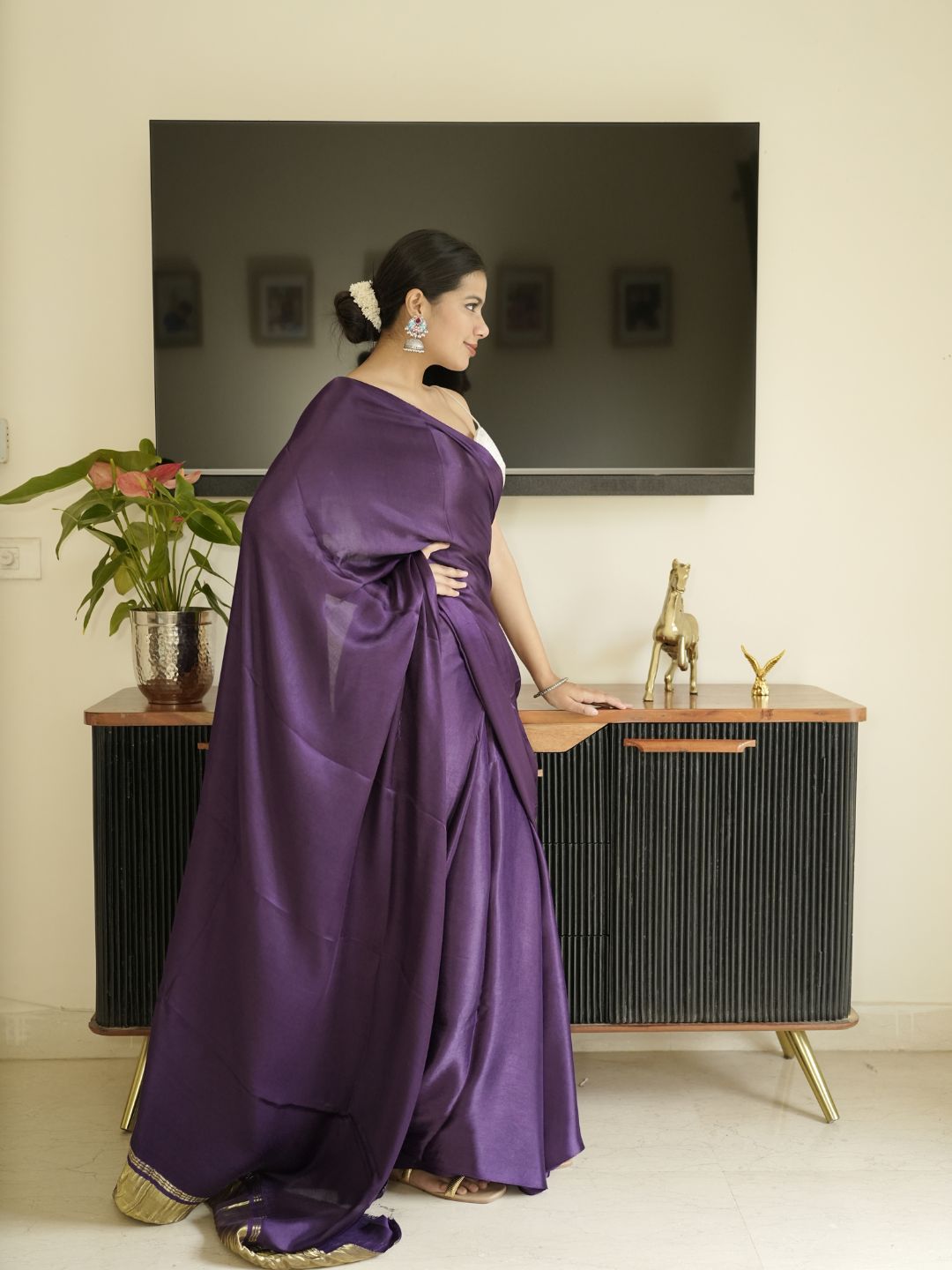 Purple Modal Silk Saree