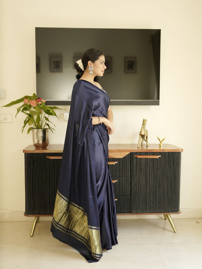 Navy Blue Modal Silk Saree