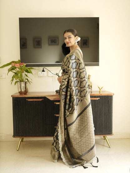 Black-Gold Banarasi Silk Saree