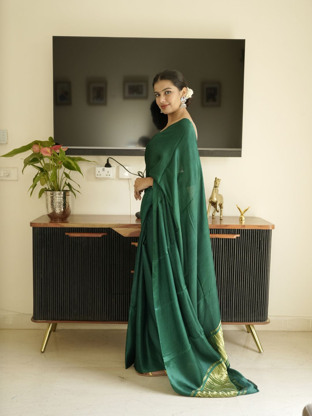 Green Modal Silk Saree