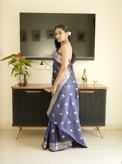 Blue Banarasi Silk Saree
