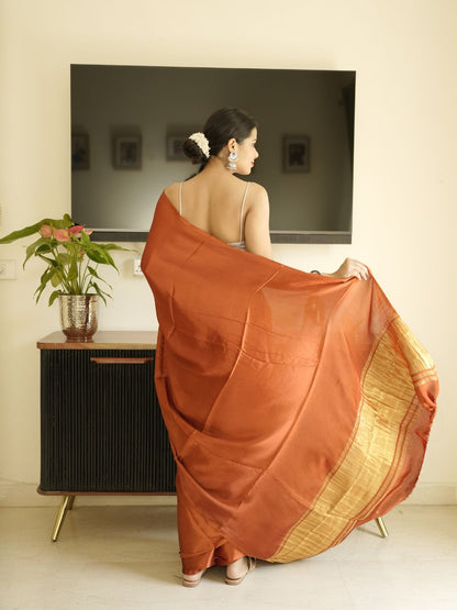 Brown Modal Silk Saree