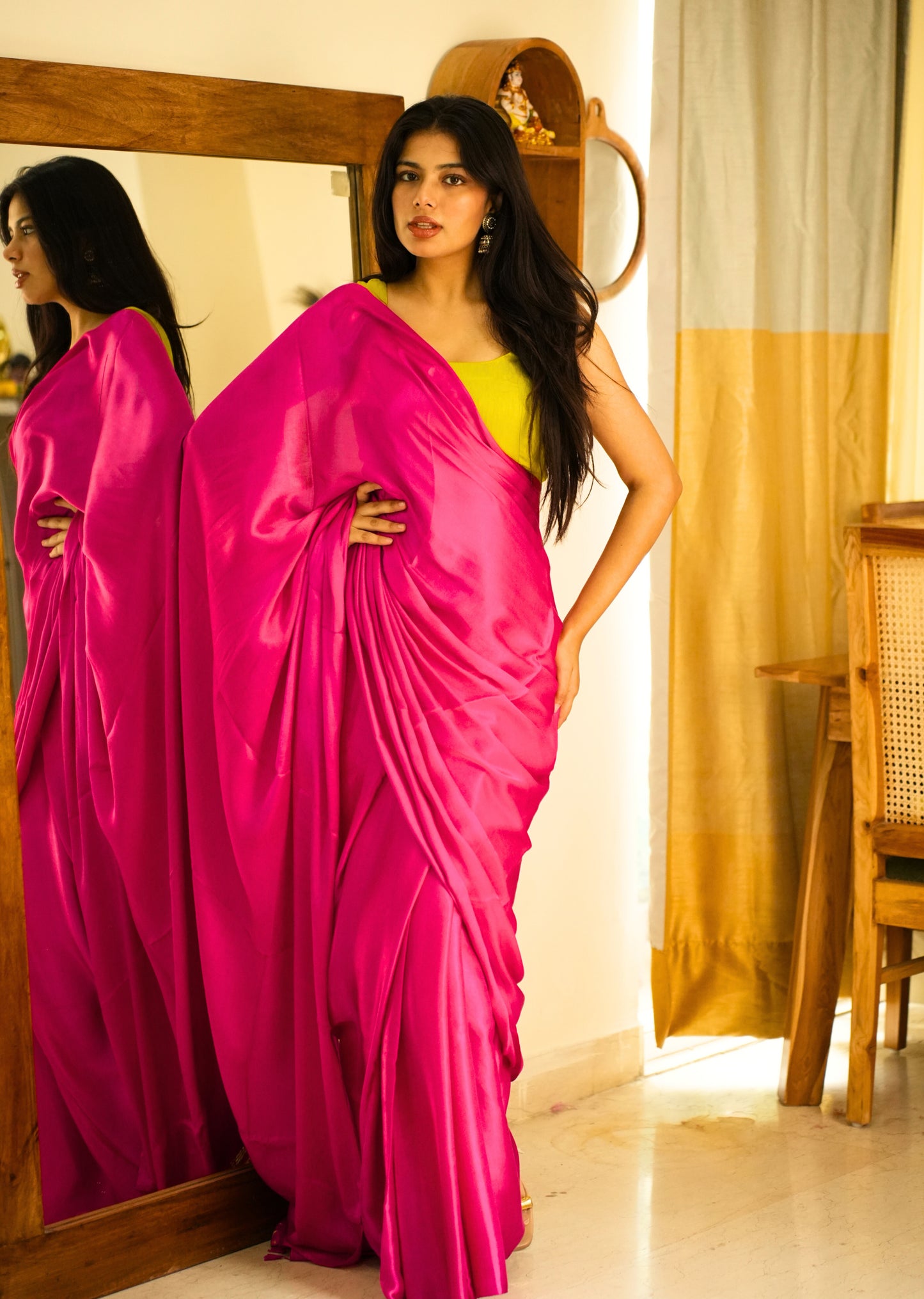 Rani Radiance – Pink Silk Saree with Gold Zari Border