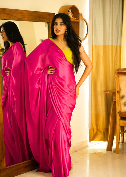 Rani Radiance – Pink Silk Saree with Gold Zari Border