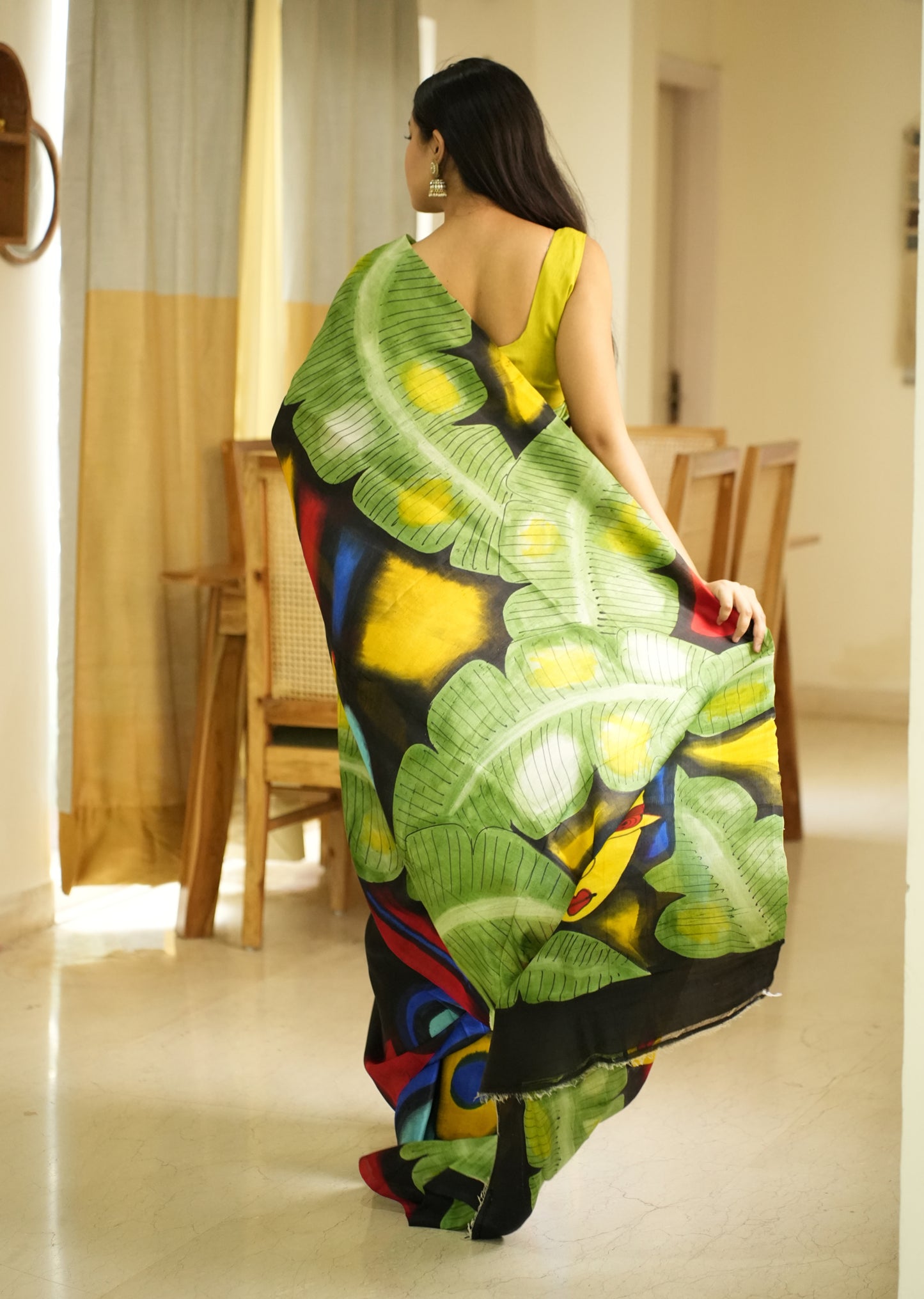 Prakriti – Nature-Inspired Handpainted Abstract Art Pure Silk Saree
