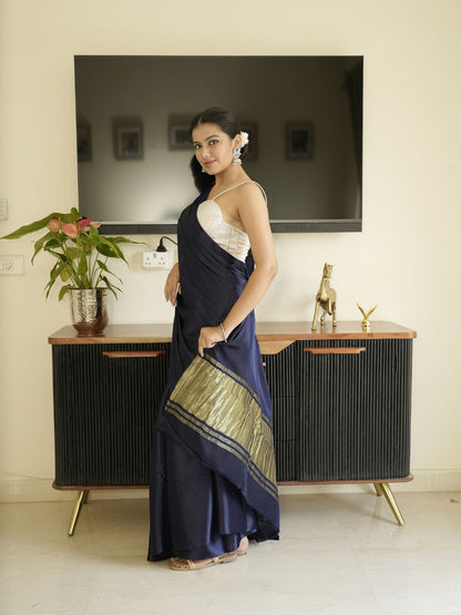 Navy Blue Modal Silk Saree