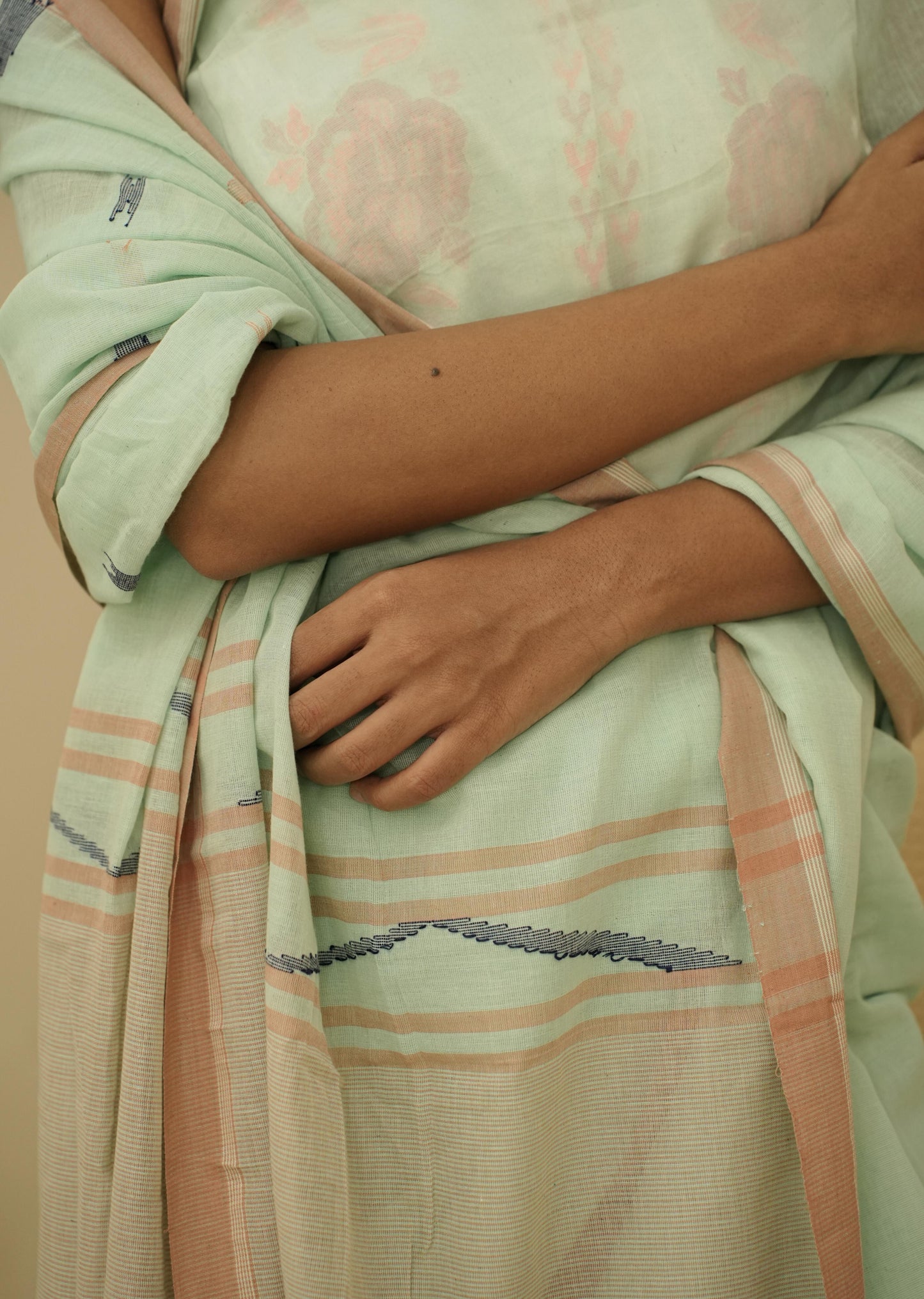 Mint Green Handwoven Jamdani Saree