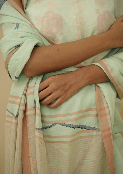 Mint Green Handwoven Jamdani Saree