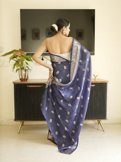 Blue Banarasi Silk Saree