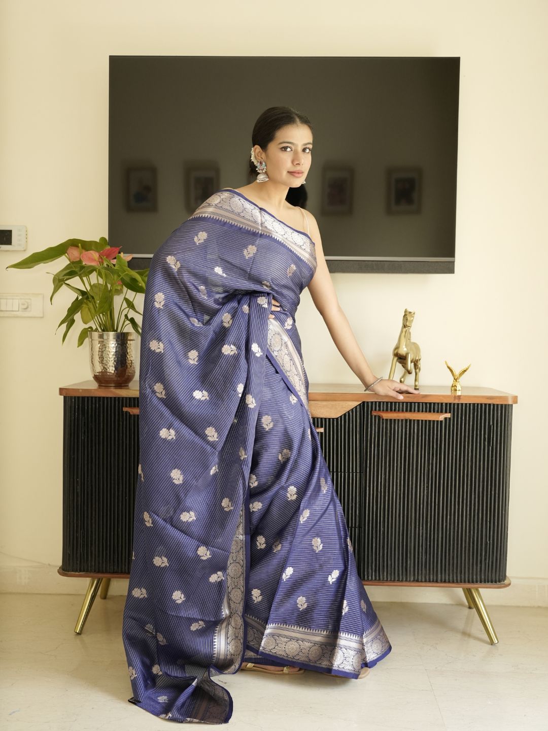Blue Banarasi Silk Saree