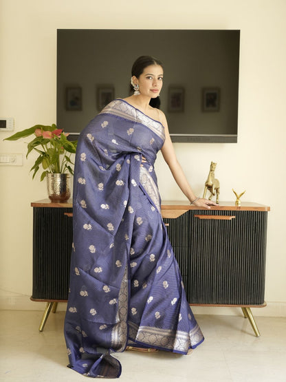 Blue Banarasi Silk Saree