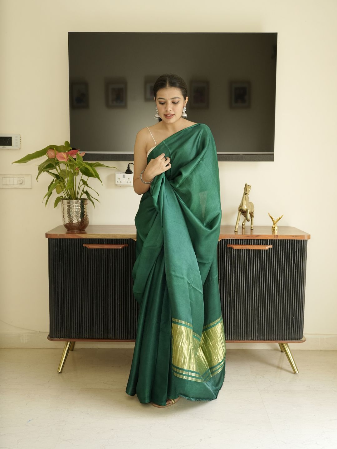 Green Modal Silk Saree