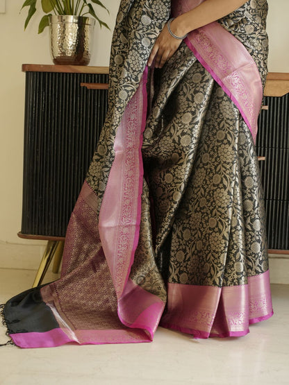 Black-Pink Banarasi Saree
