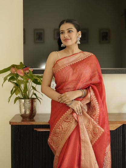 Red-Gold Tissue Silk Saree
