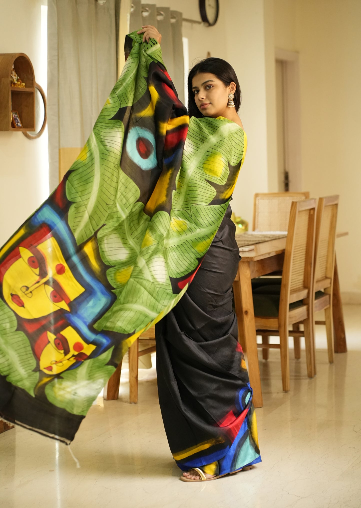 Prakriti – Nature-Inspired Handpainted Abstract Art Pure Silk Saree