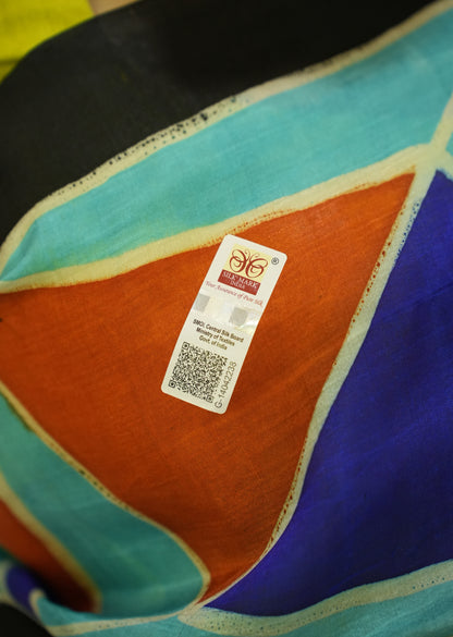Kaleidoscope – Handpainted Abstract Art Pure Silk Saree