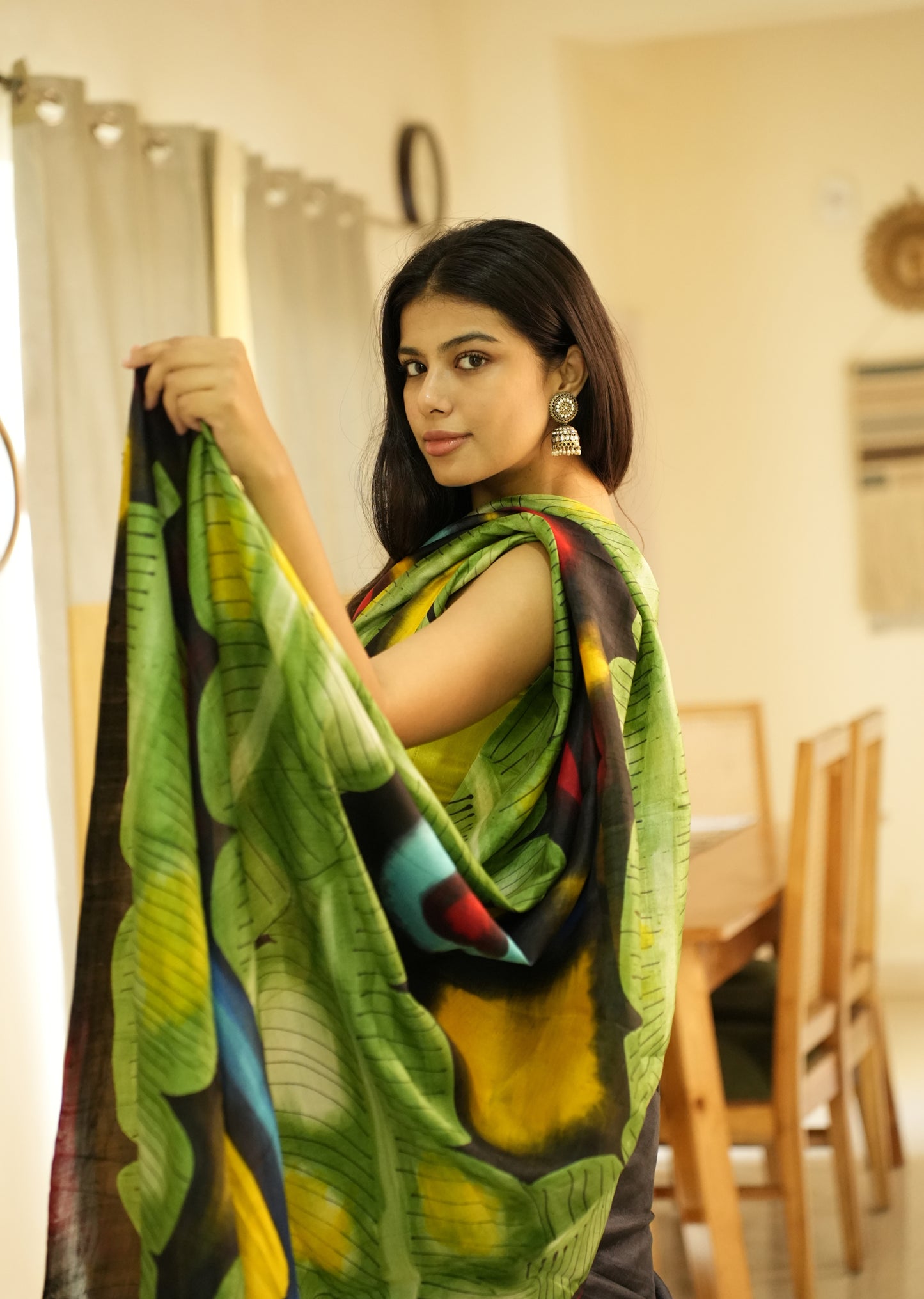 Prakriti – Nature-Inspired Handpainted Abstract Art Pure Silk Saree