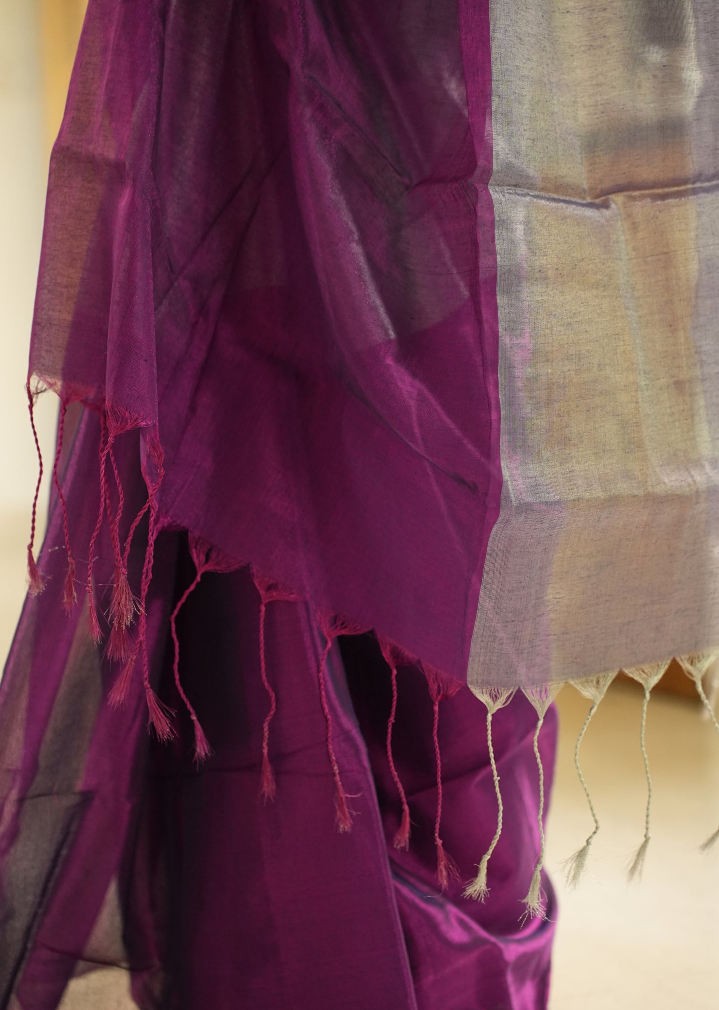 Moonlit Blush – Pink & Silver Glass-Finish Tissue Saree