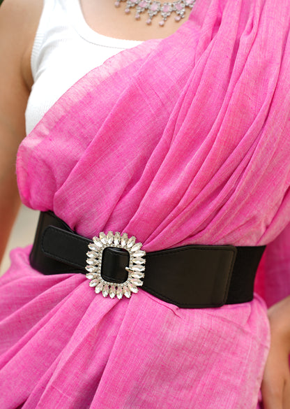 Urban Grace – Linen Colorblock Saree