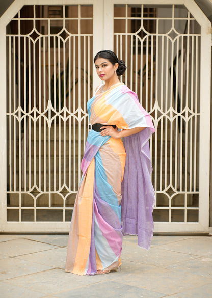 Candy Cloud – Pastel Linen Saree