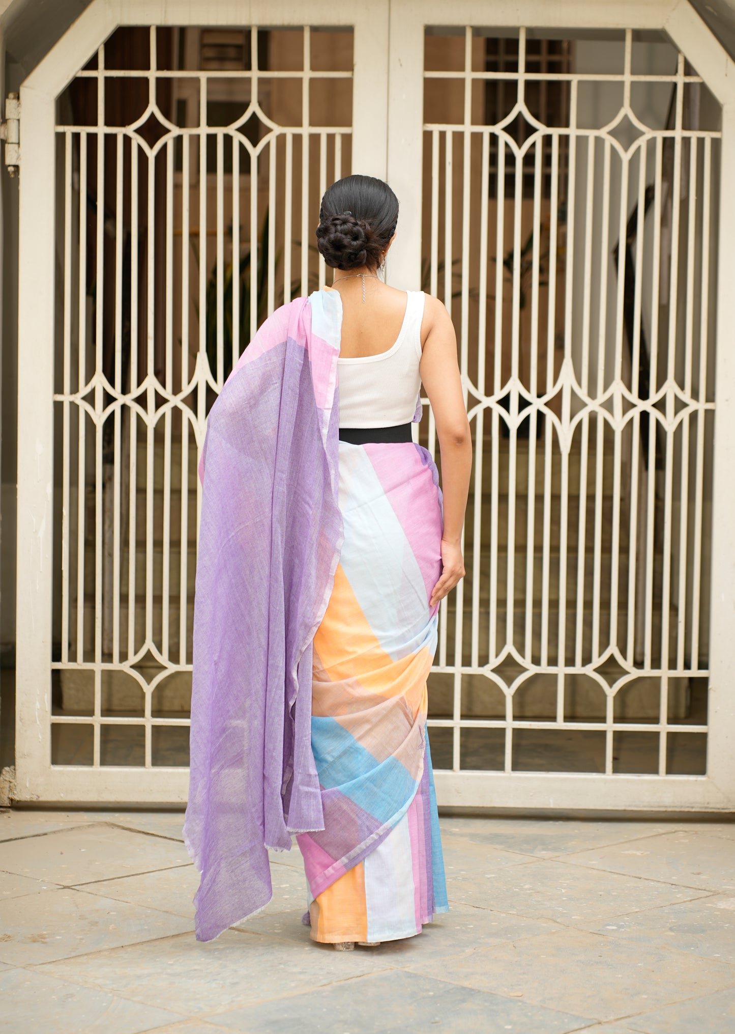 Candy Cloud – Pastel Linen Saree