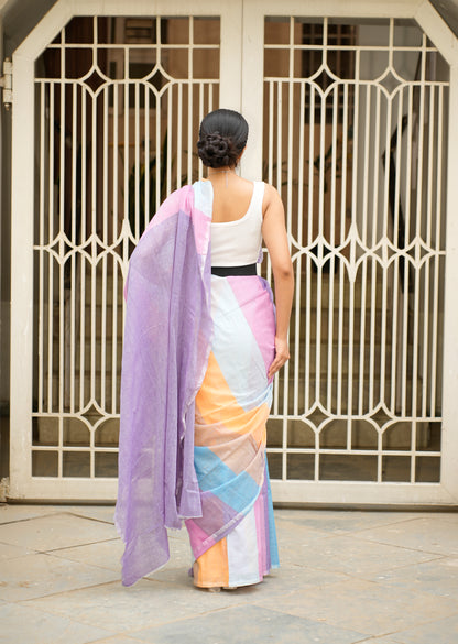 Candy Cloud – Pastel Linen Saree