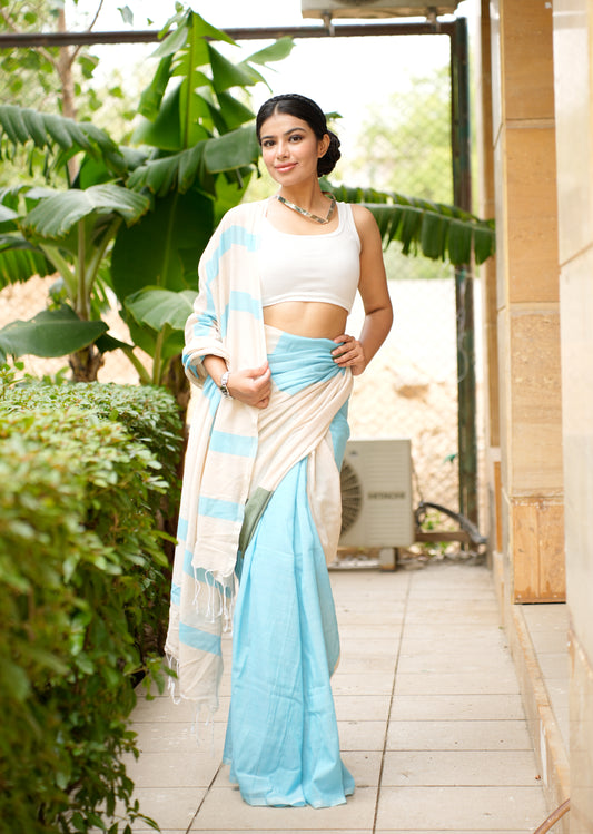 Skyline Melody – Block Stripe Cotton Saree