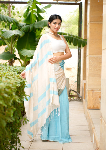 Skyline Melody – Block Stripe Cotton Saree