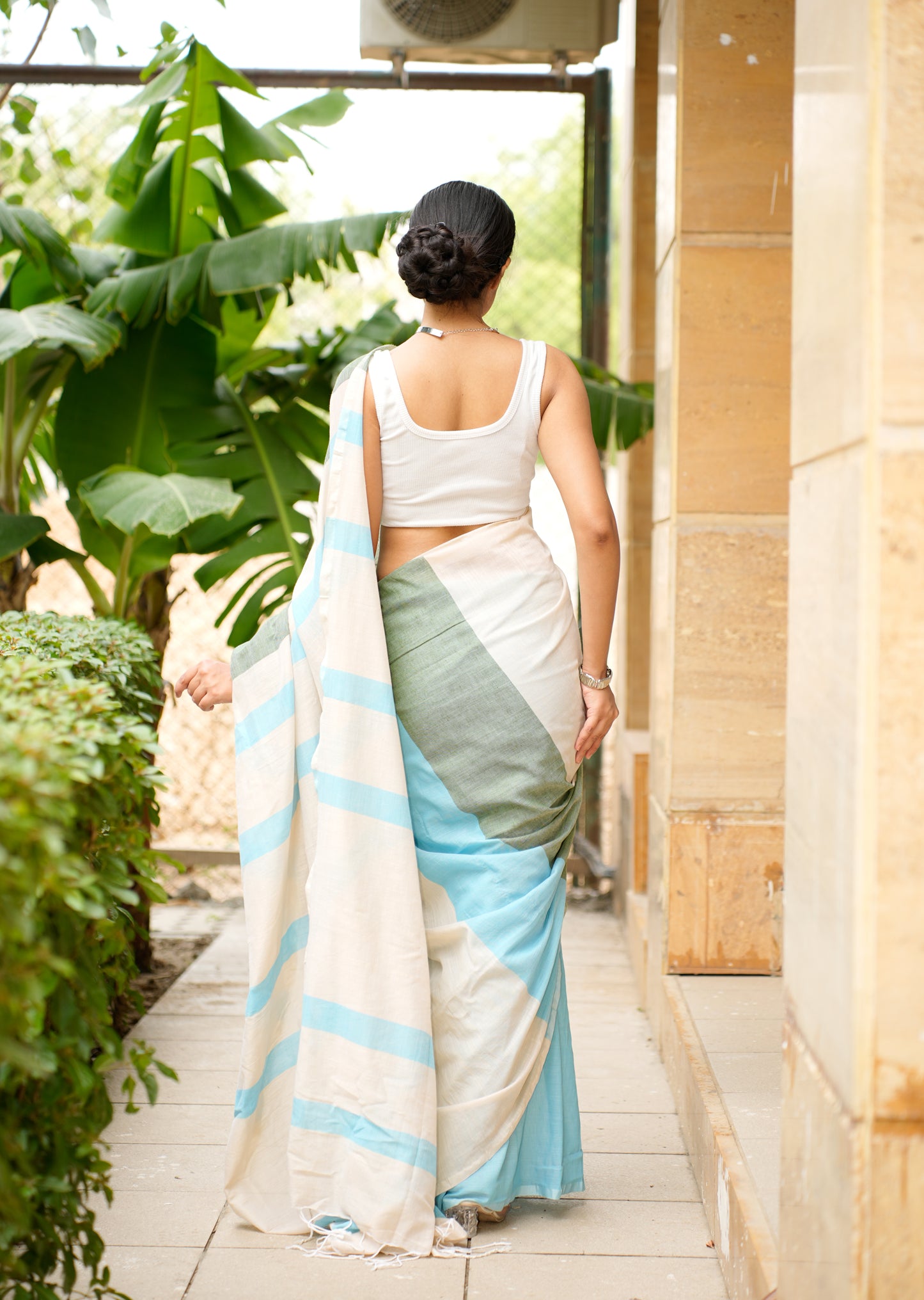 Skyline Melody – Block Stripe Cotton Saree