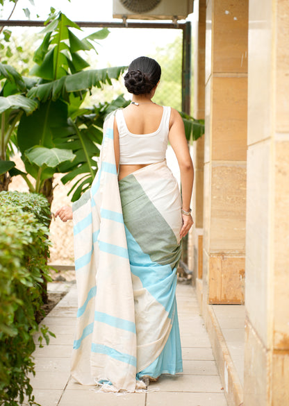 Skyline Melody – Block Stripe Cotton Saree
