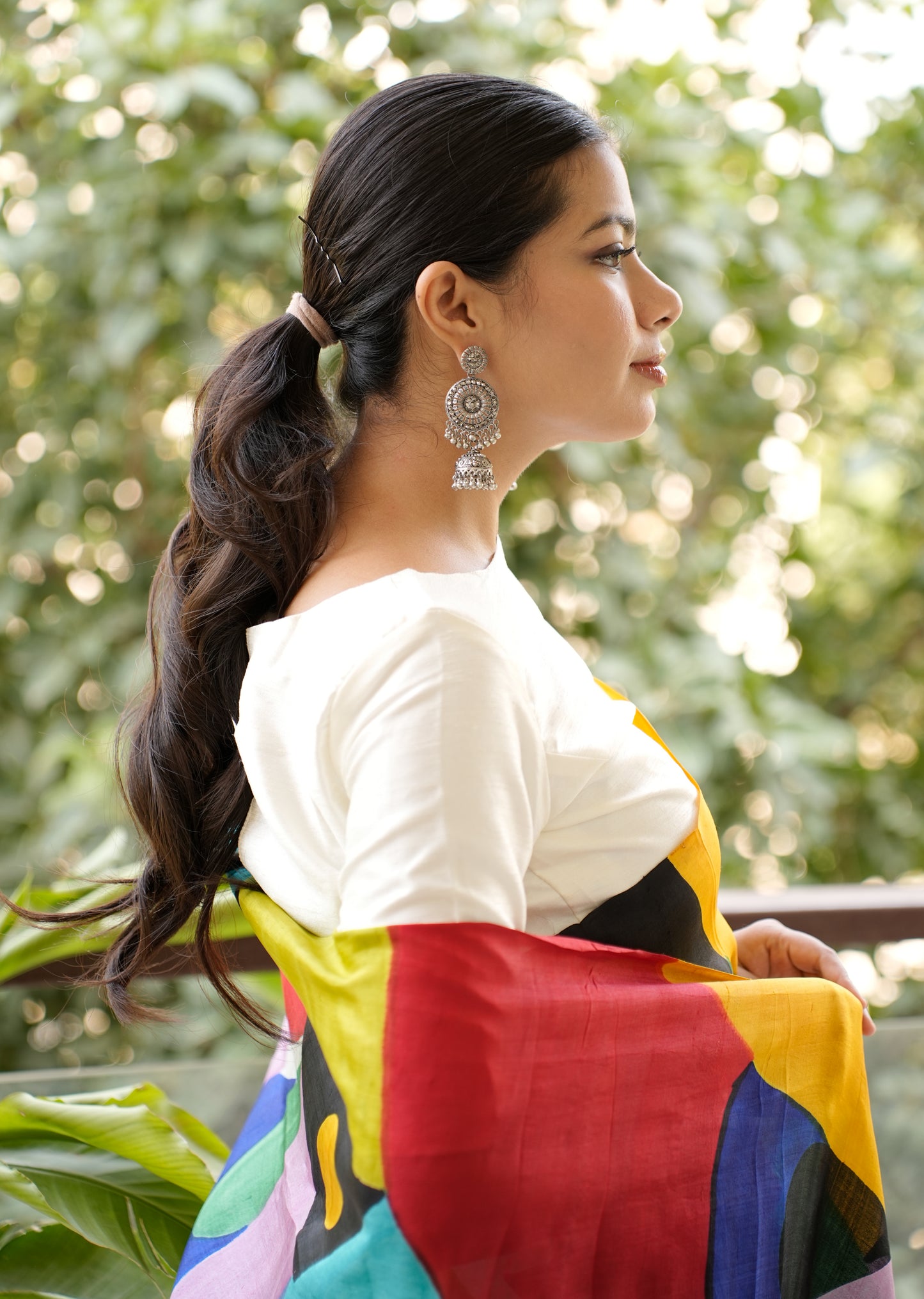 Vivid Harmony – Handpainted Multicolor Art Pure Silk Saree