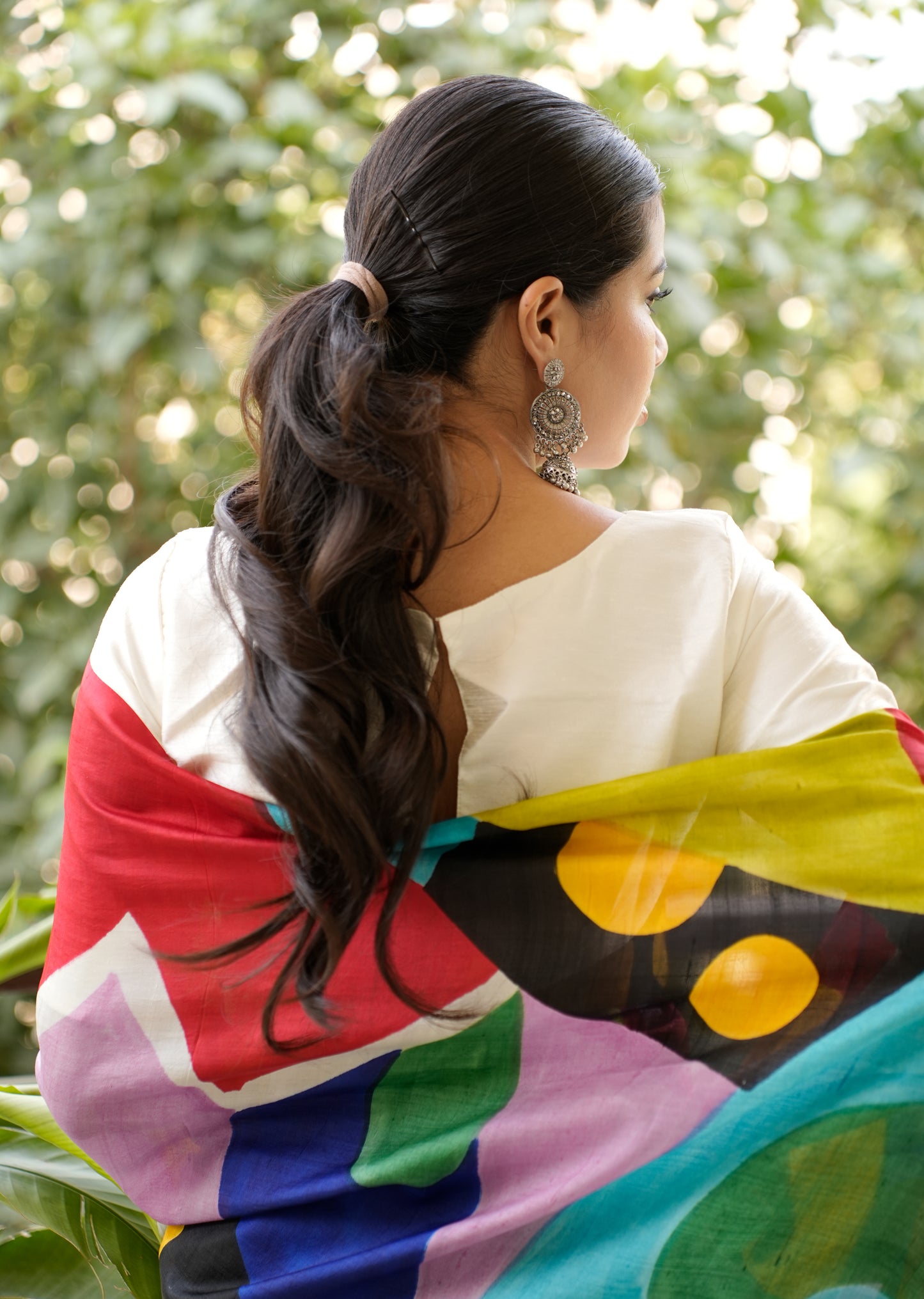 Vivid Harmony – Handpainted Multicolor Art Pure Silk Saree
