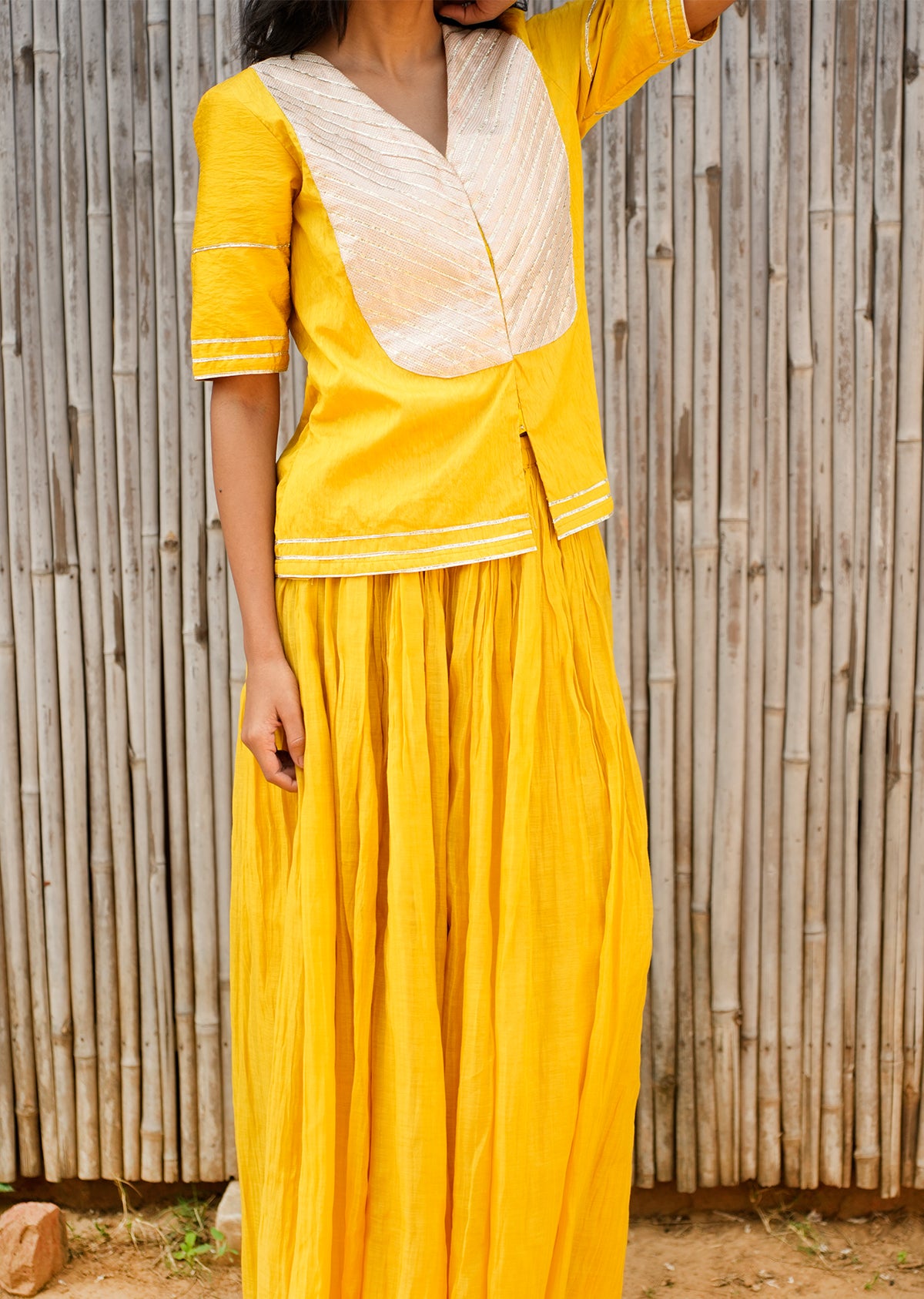 Sunshine Yellow Chanderi Lehenga & Choli