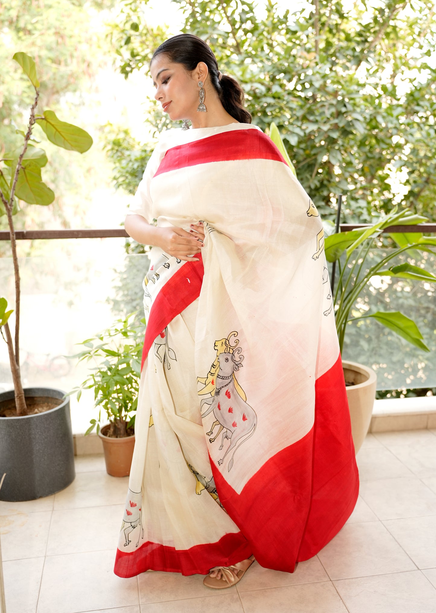 Handpainted Pichwai Pure Silk Saree – A Canvas of Devotion & Art