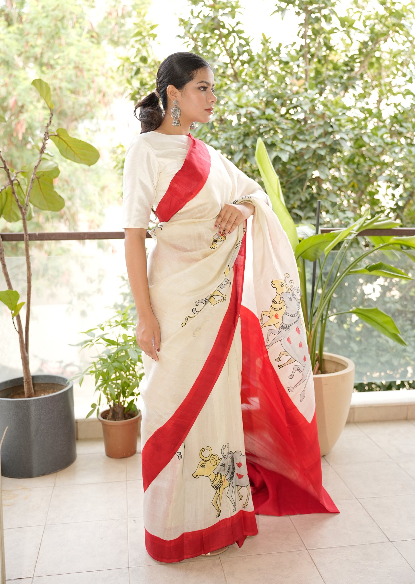 Handpainted Pichwai Pure Silk Saree – A Canvas of Devotion & Art