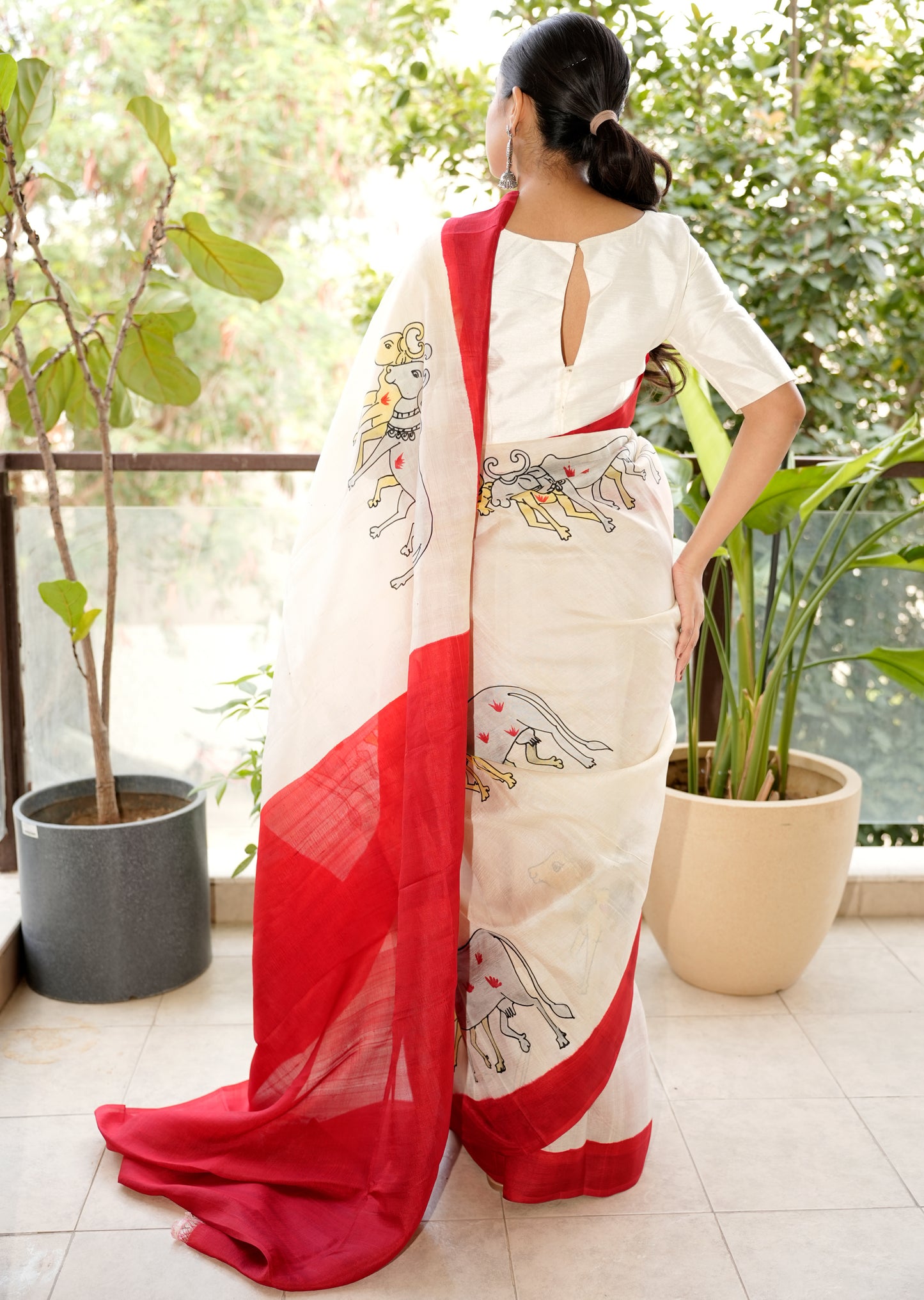 Handpainted Pichwai Pure Silk Saree – A Canvas of Devotion & Art