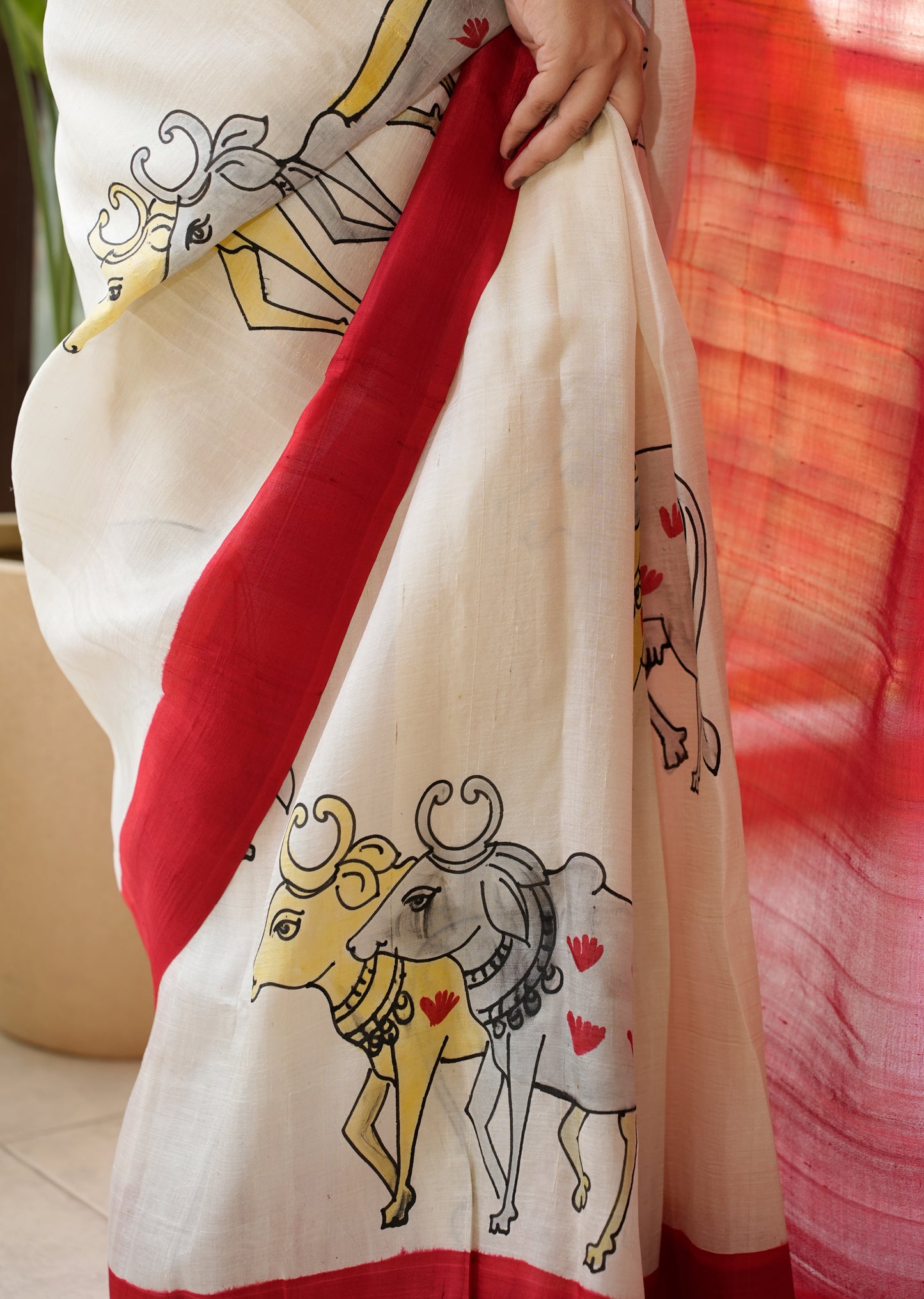 Handpainted Pichwai Pure Silk Saree – A Canvas of Devotion & Art