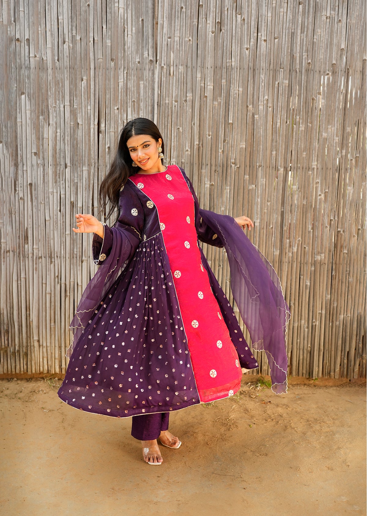Red & Purple Shimmer Kurta Set – 2.0 Edition