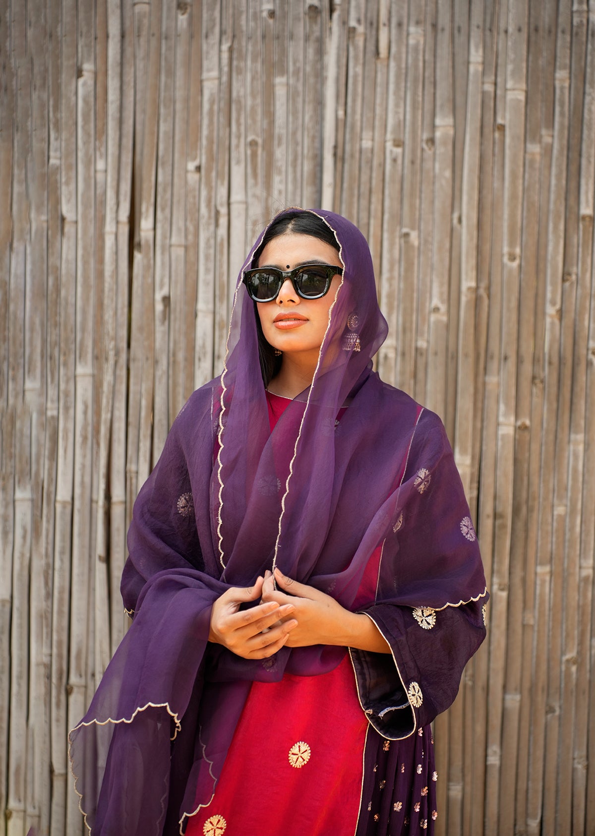 Red & Purple Shimmer Kurta Set – 2.0 Edition