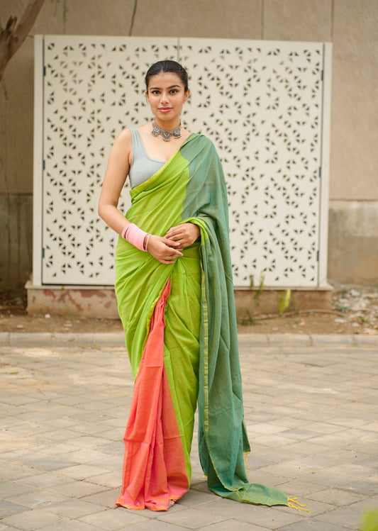 Pastel Harmony Handwoven Cotton Saree