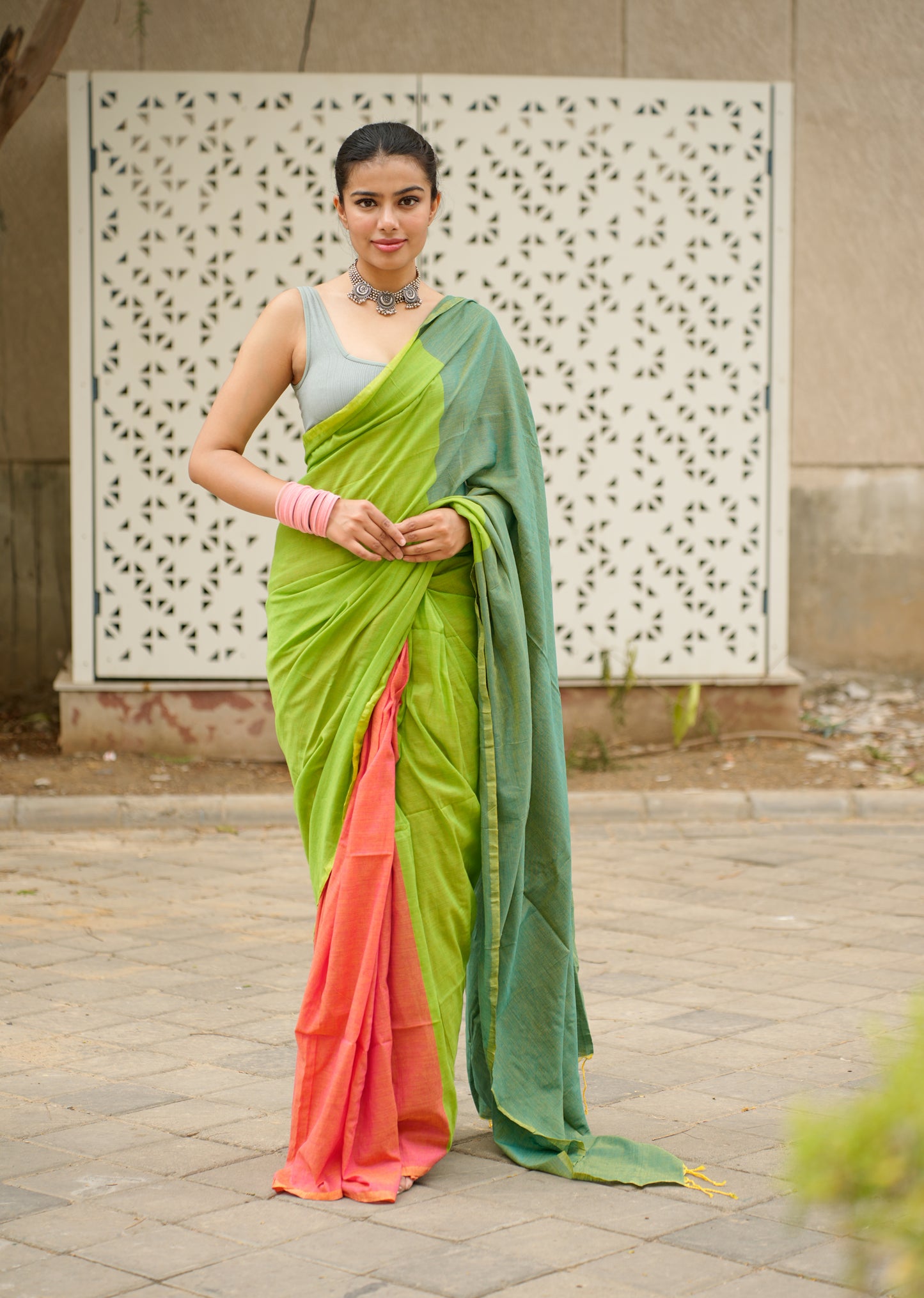 Pastel Harmony Handwoven Cotton Saree