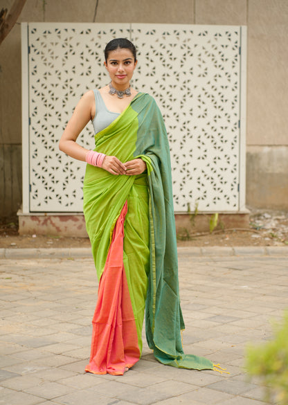 Pastel Harmony Handwoven Cotton Saree