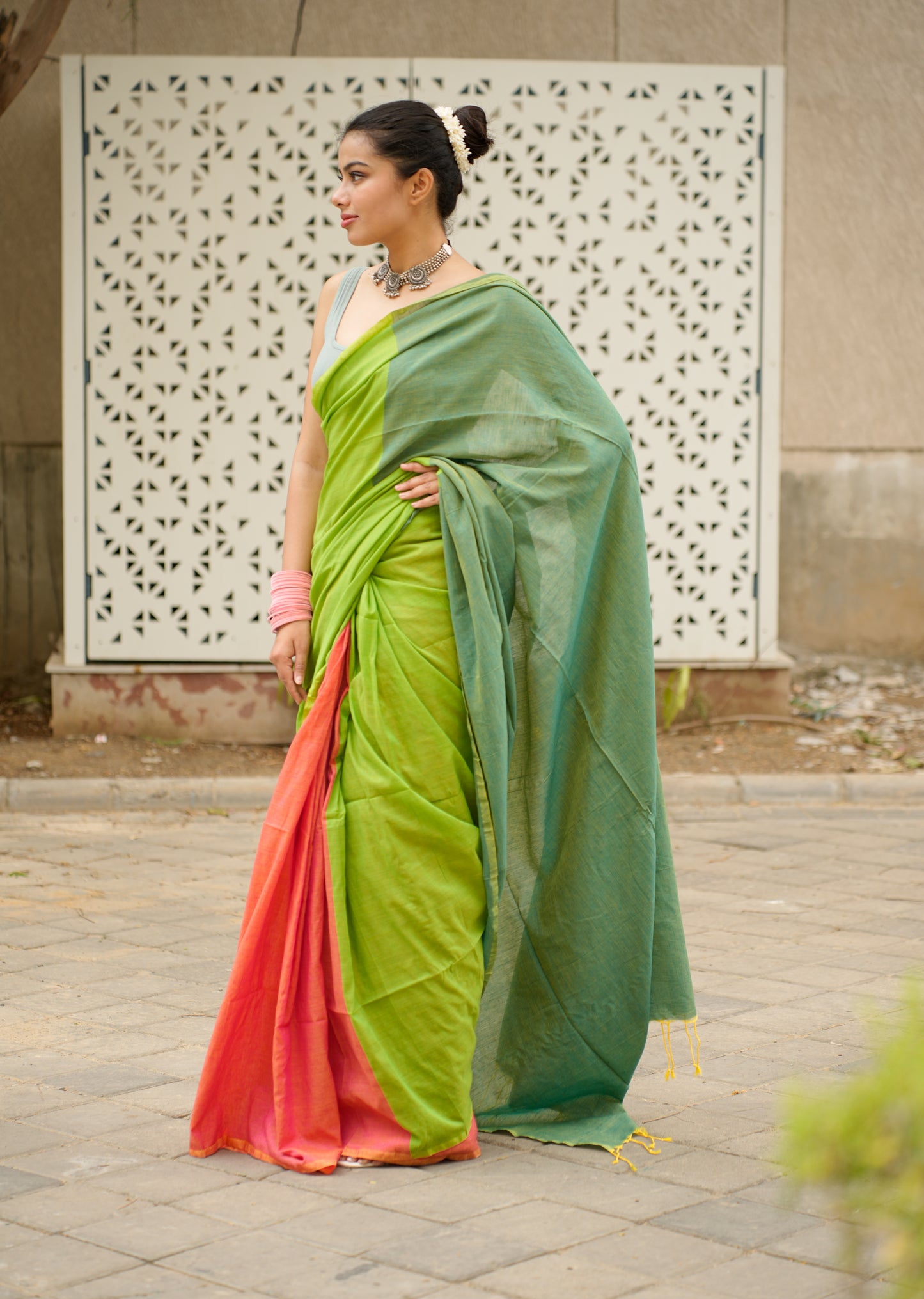 Pastel Harmony Handwoven Cotton Saree