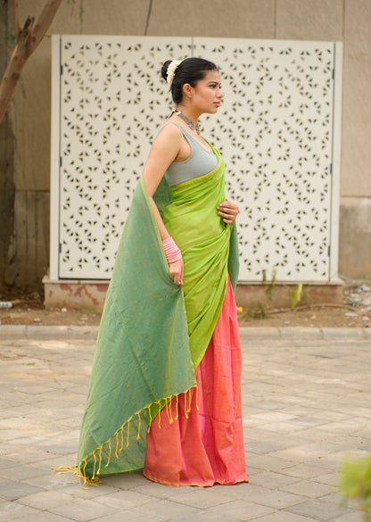 Pastel Harmony Handwoven Cotton Saree