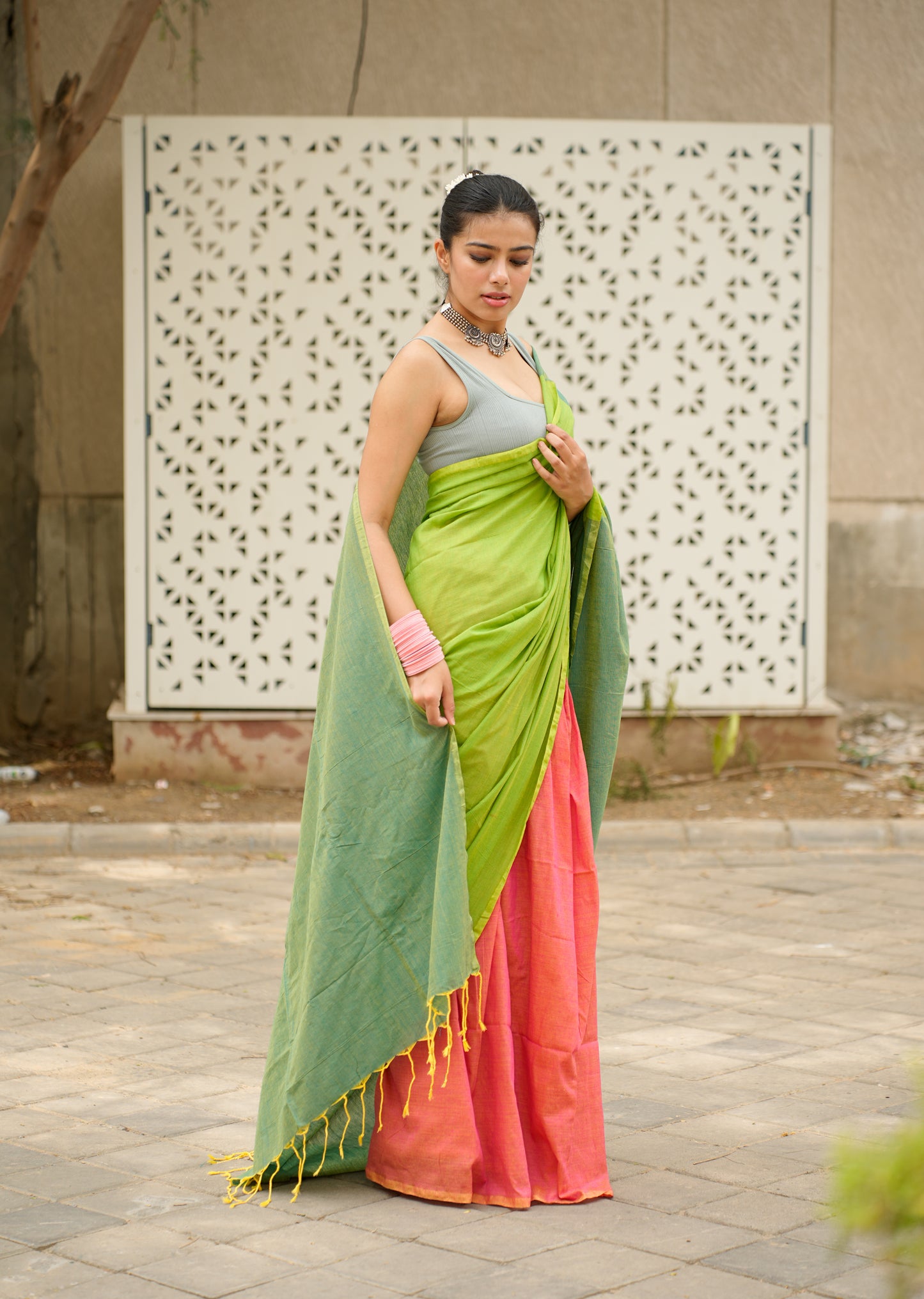 Pastel Harmony Handwoven Cotton Saree