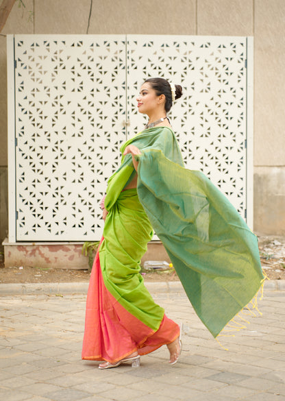 Pastel Harmony Handwoven Cotton Saree