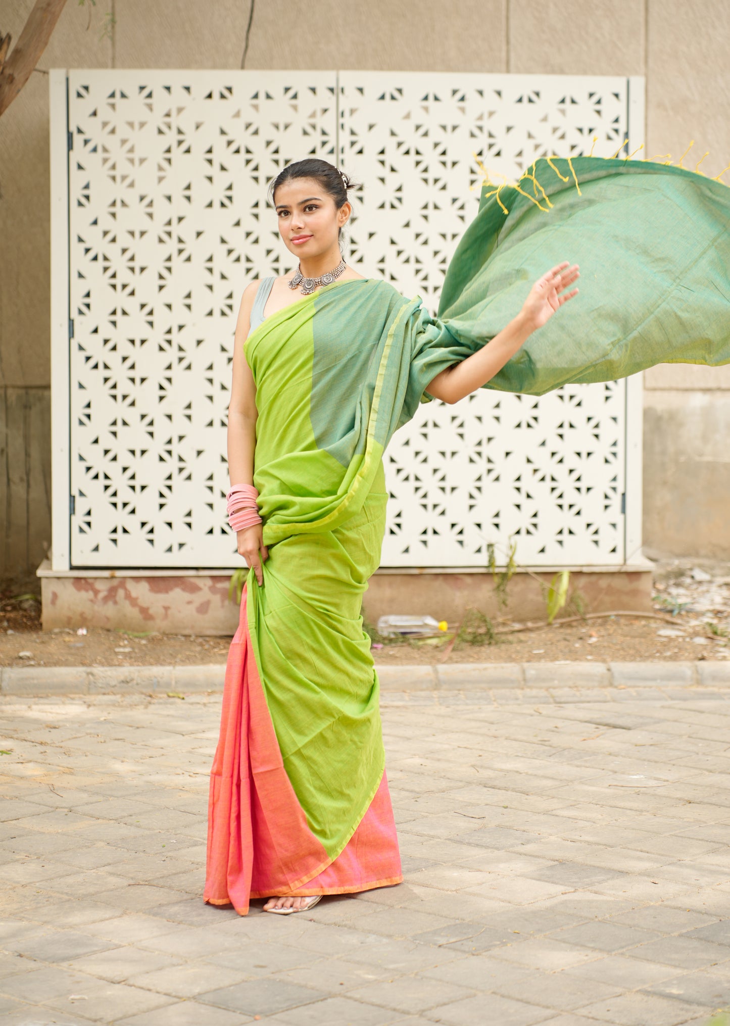 Pastel Harmony Handwoven Cotton Saree
