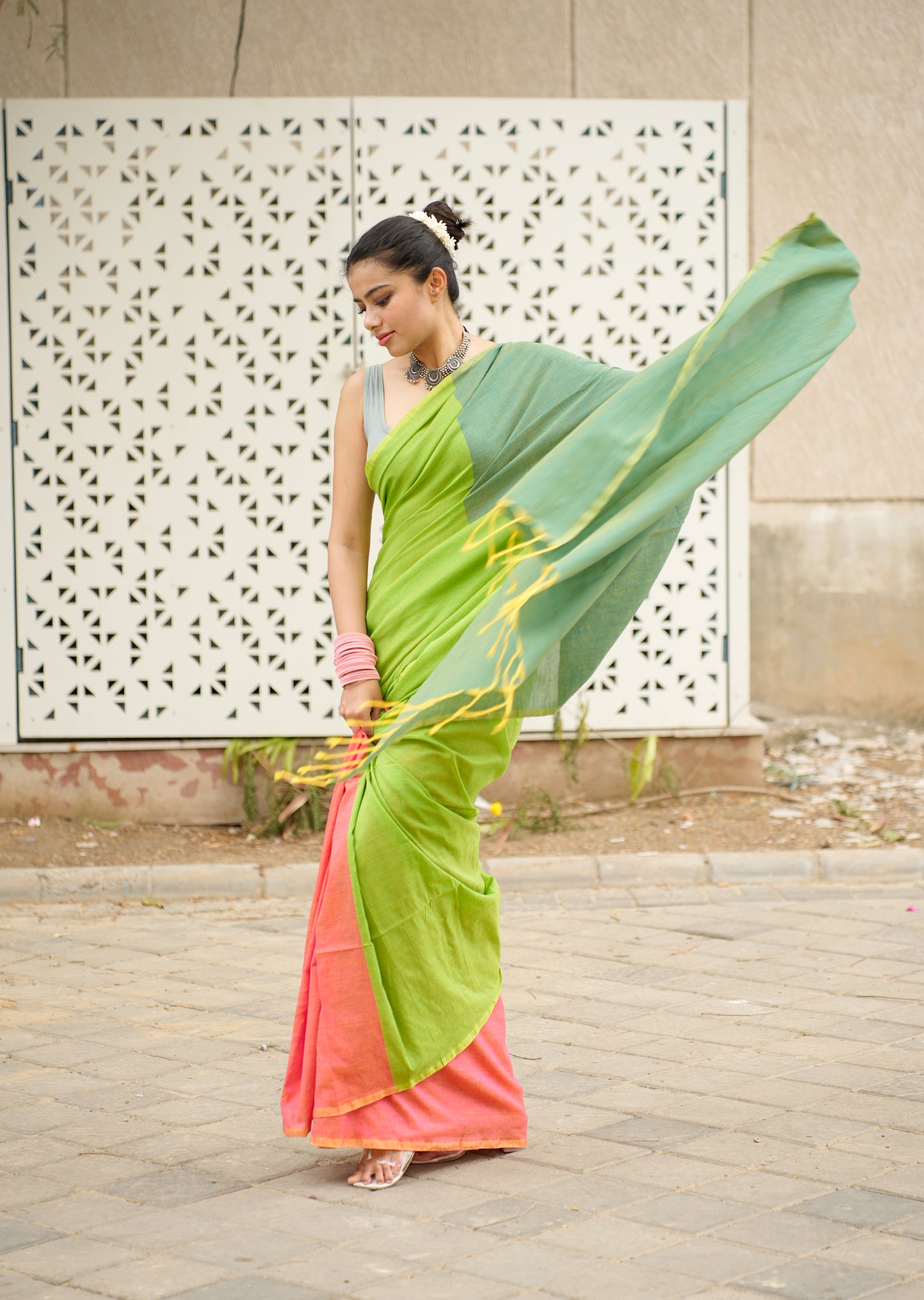 Pastel Harmony Handwoven Cotton Saree