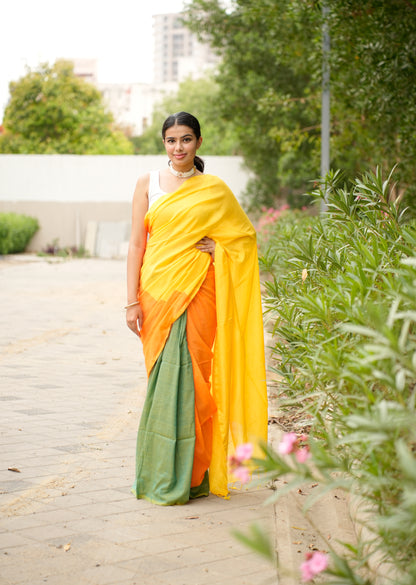 Sunrise Bloom Handwoven Cotton Saree